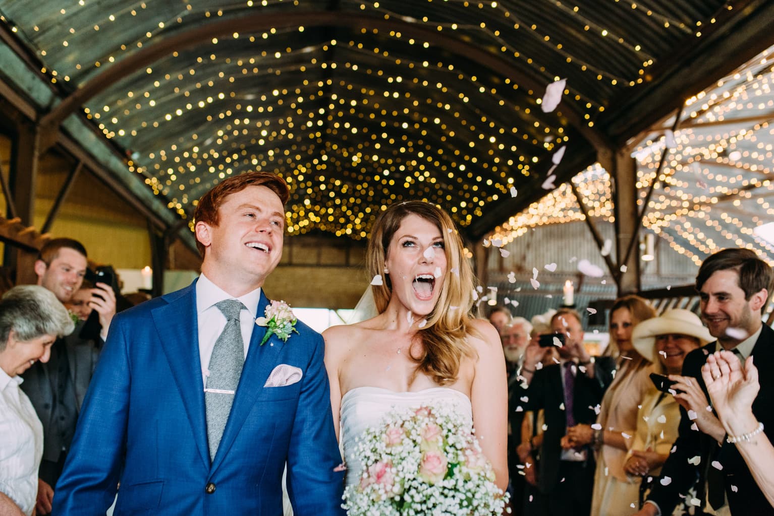Rainy Cripps Stone Barn Wedding ceremony