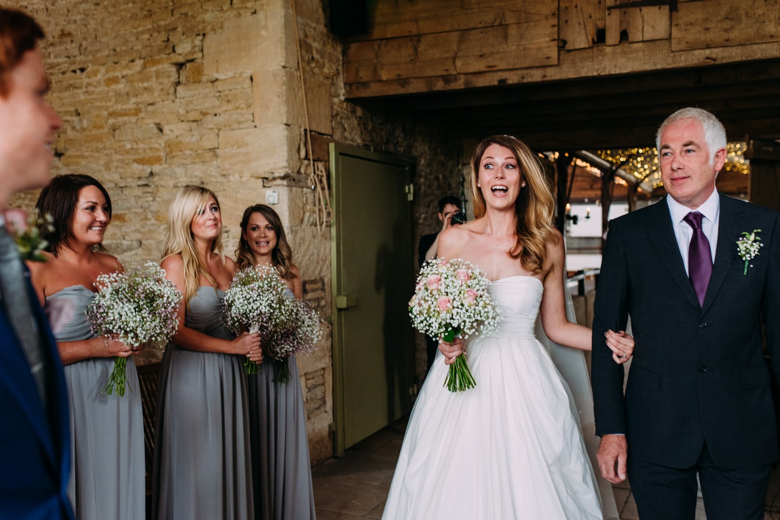 Rainy Cripps Stone Barn Wedding ceremony
