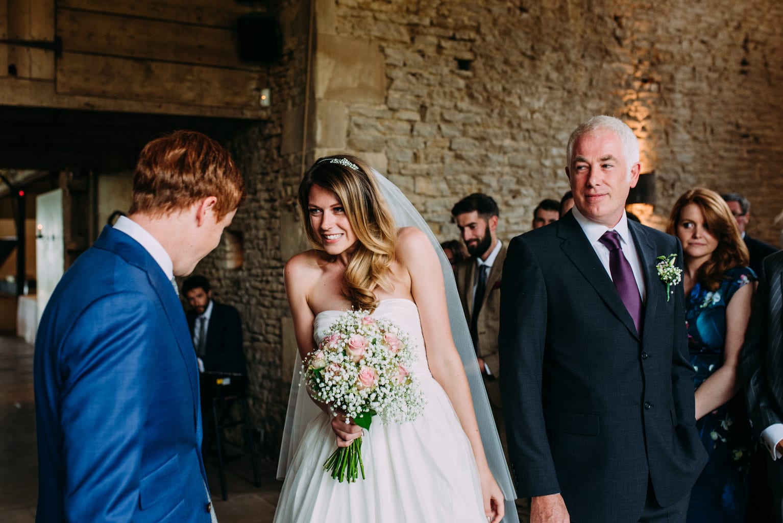 Rainy Cripps Stone Barn Wedding ceremony