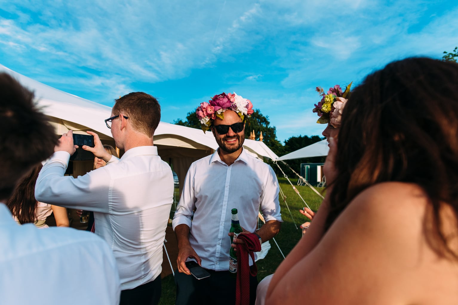 festiival wedding with flower crowns
