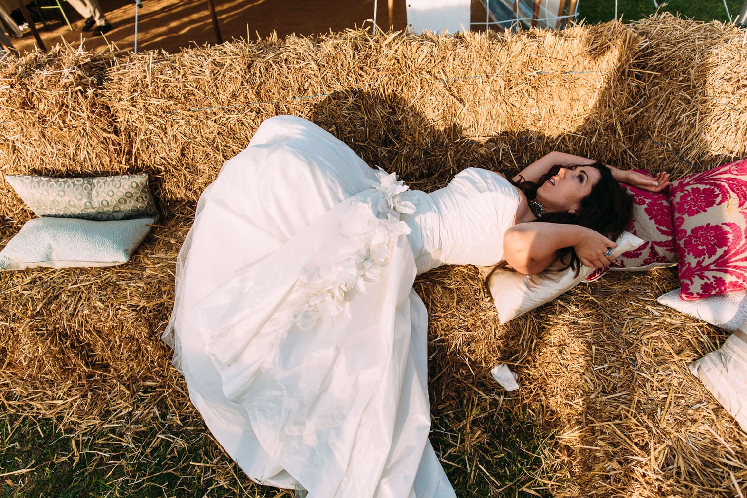 festiival wedding with hay bales