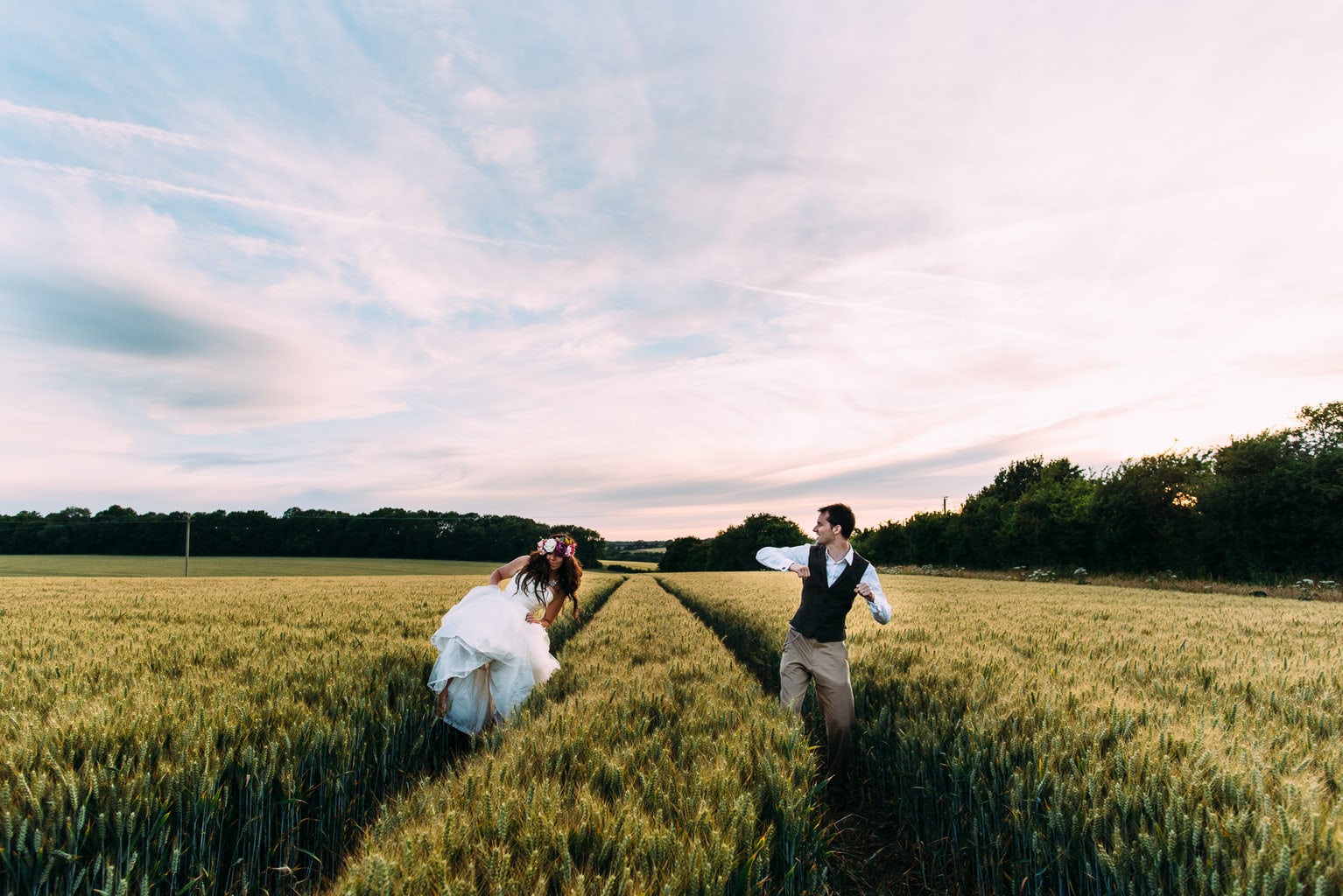 festiival wedding with flower crowns