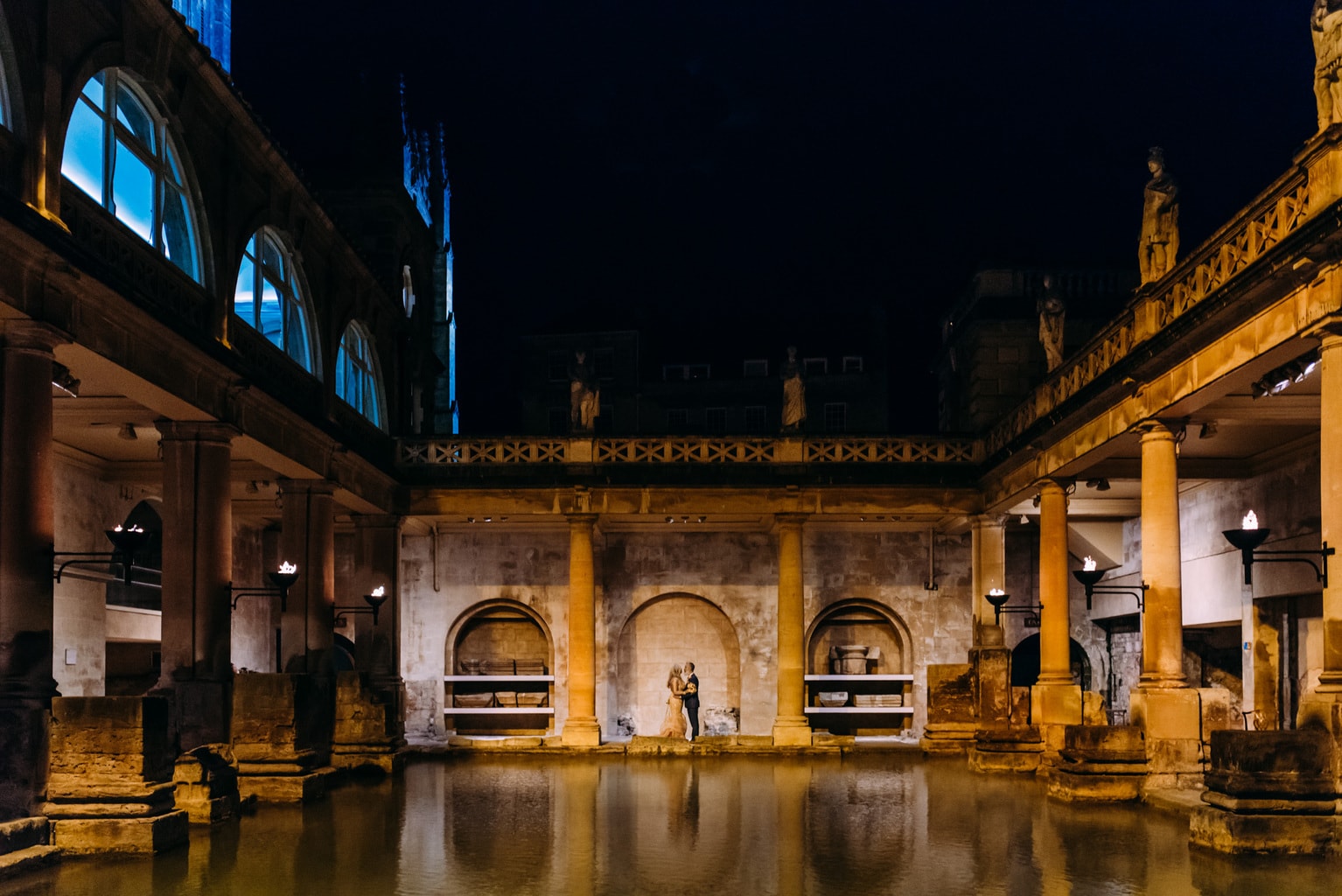 Amanda and Ian Roman Baths Sunset Wedding © Anna Pumer Photography