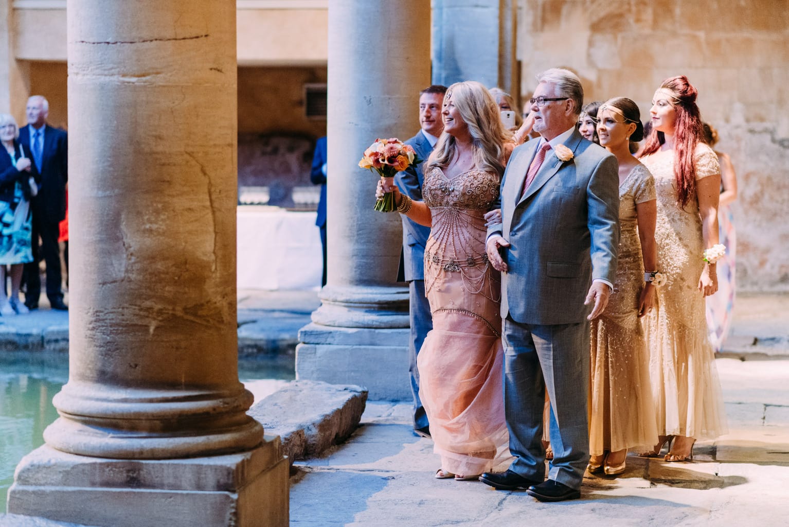 Amanda and Ian Roman Baths Sunset Wedding © Anna Pumer Photography