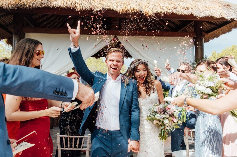 confetti at ibiza travel wedding in a villa