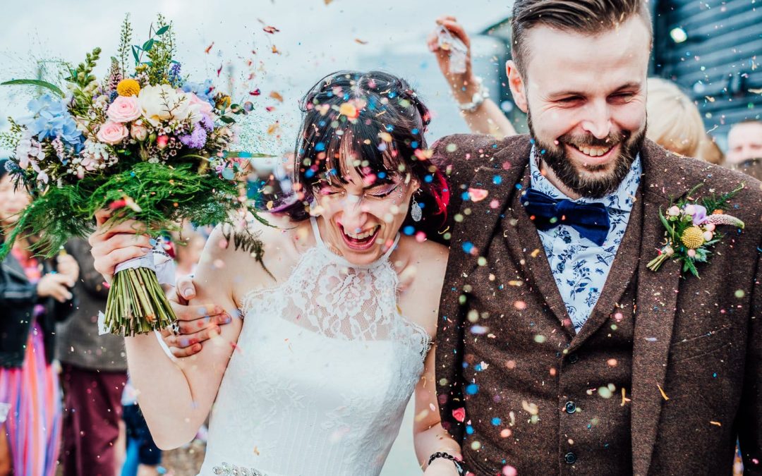Colourful smoke bombs Whitstable Wedding // Helen + Paul