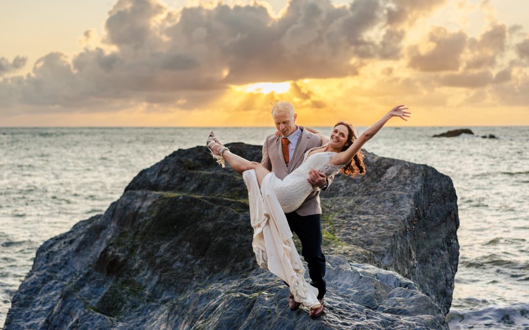 Tunnels Beaches devon wedding – with a dog in a tux!