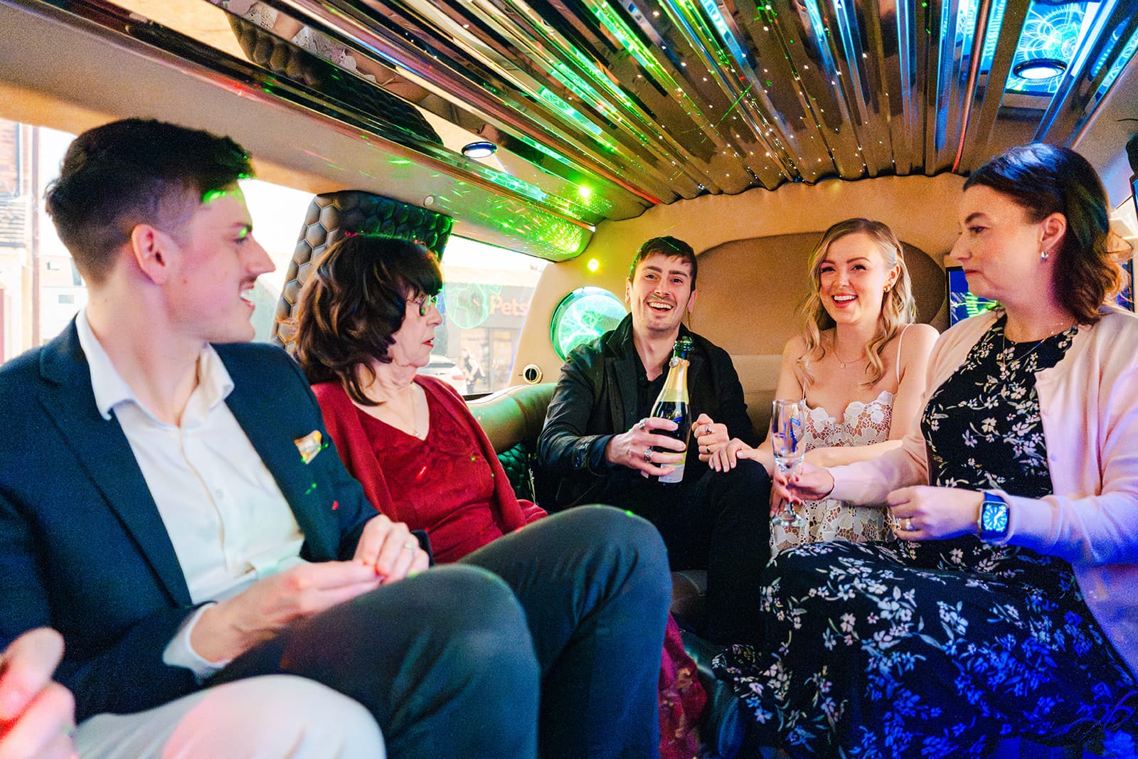 Party in the limo on the way to the ceremony