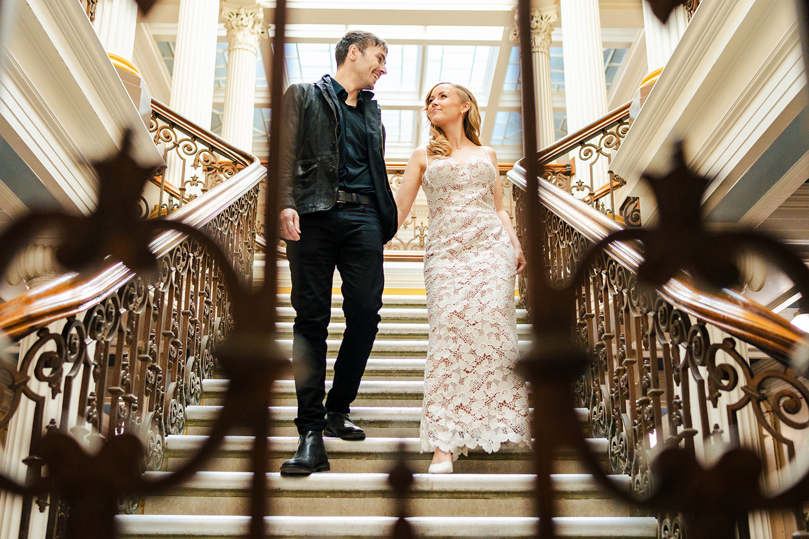 Joe and Amanda on the staircase