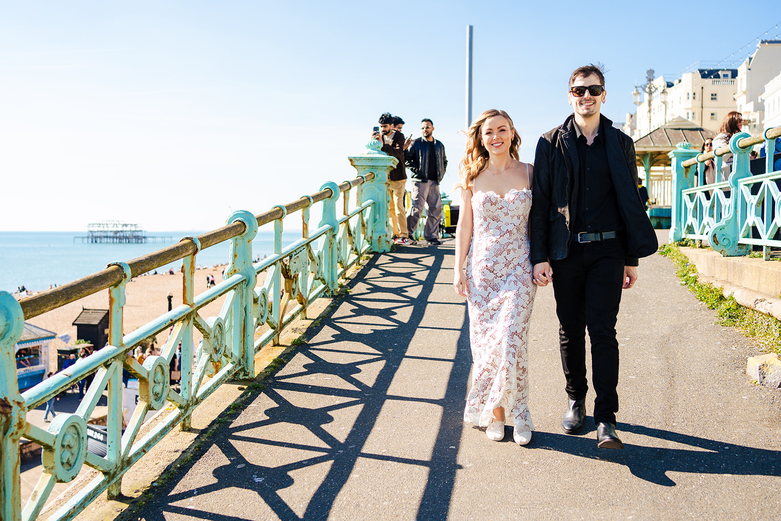 Walking along Brighton Palace Pier