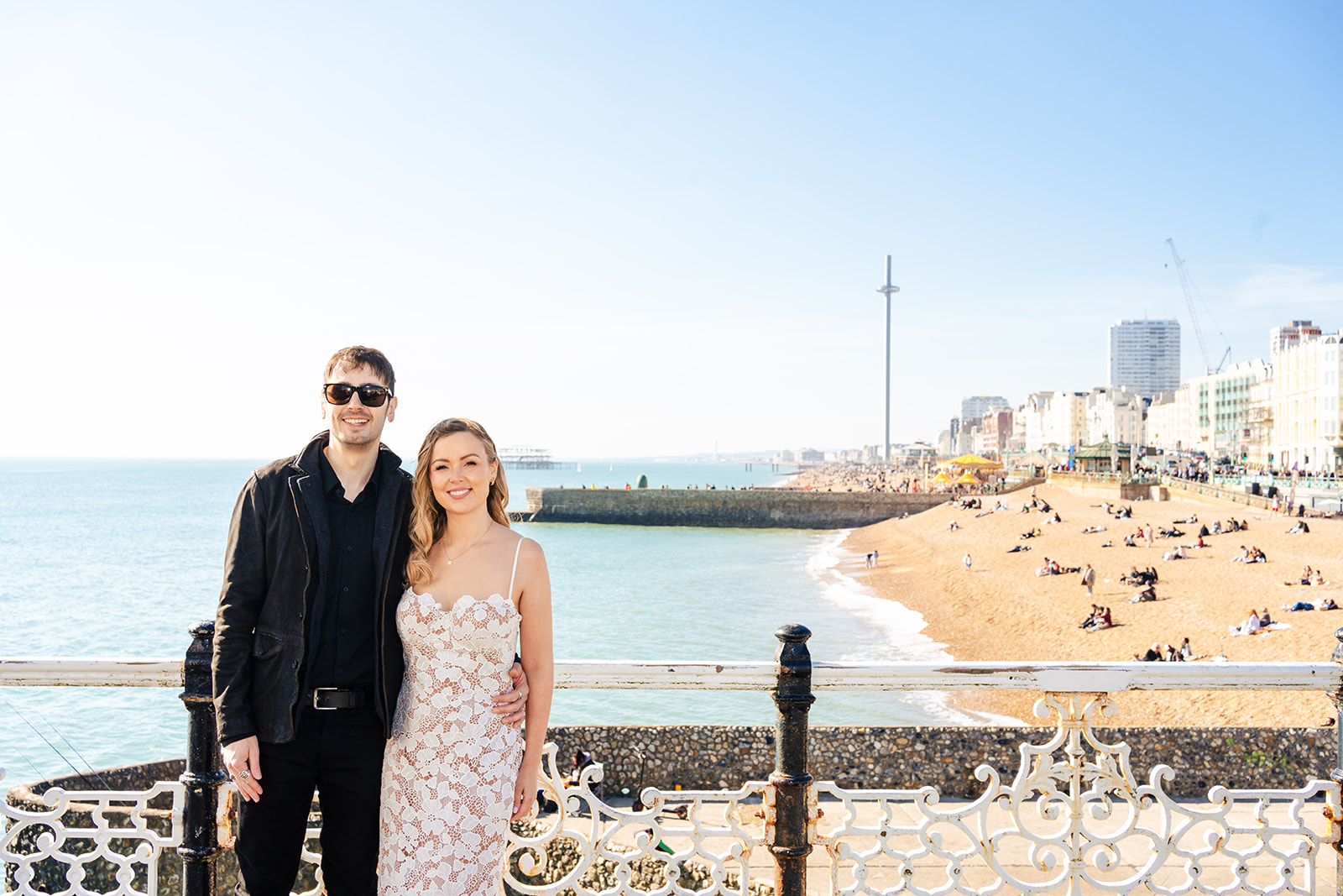 Couple portrait above Brighton beach
