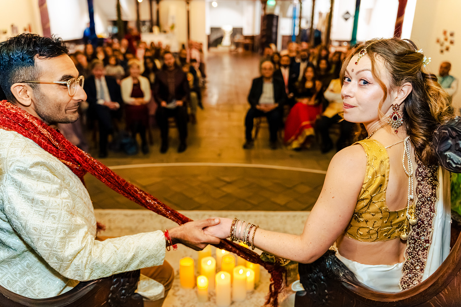 Cat and Chetan during their ceremony