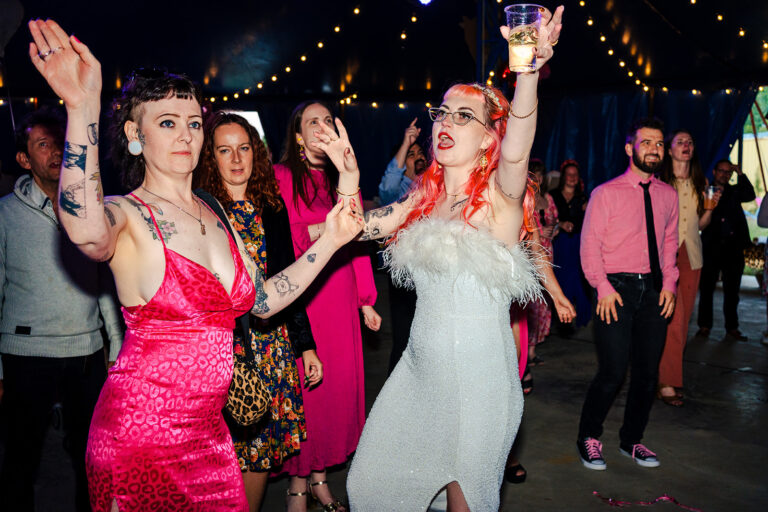 Bride partying with her friends at Sussex Circus School