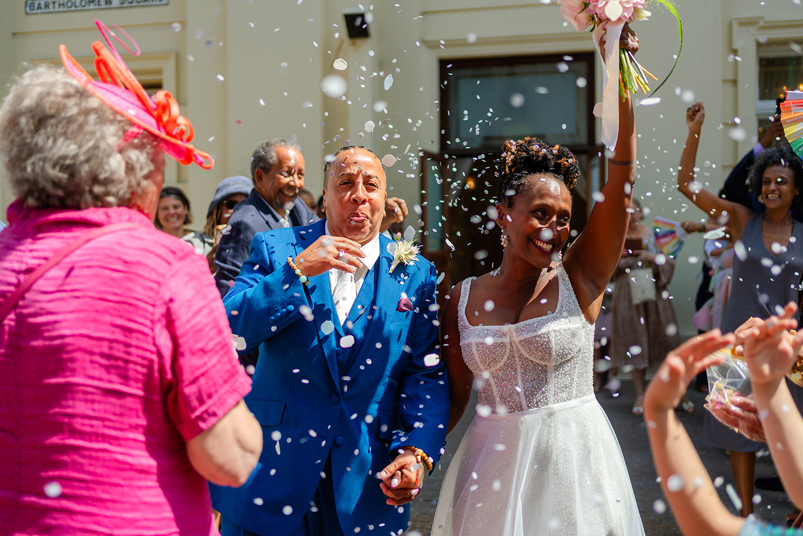 Confetti outside Brighton Town Hall