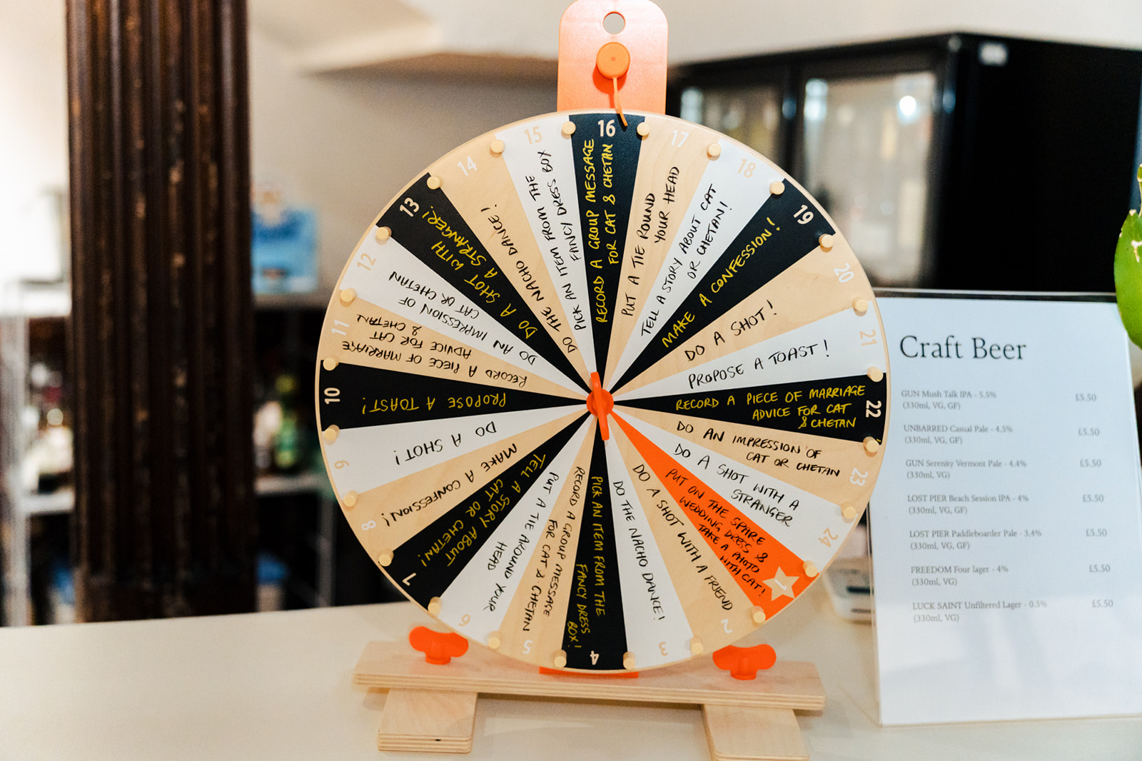Prize wheel wedding game