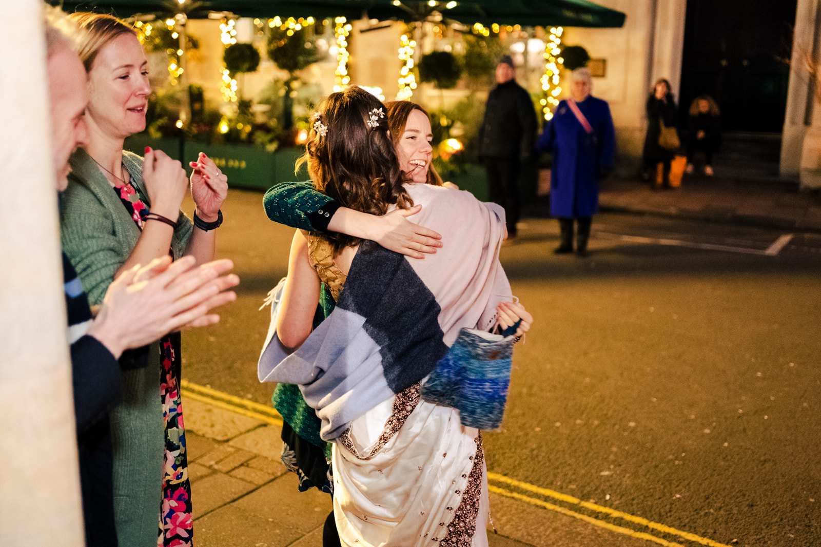 Cat with her friends outside Fabrica before the ceremony