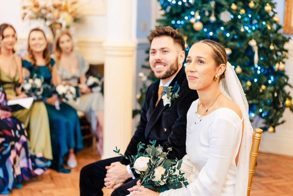 Sophie and Ed's winter wedding, by the Christmas tree